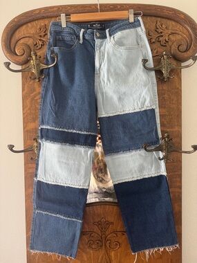 Hollister Women Two-Tone Patchwork Blue Jeans